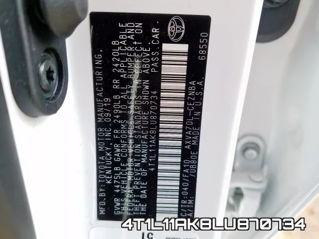 4T1L11AK8LU870734 фото 2