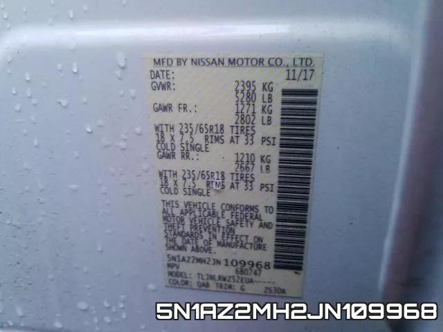 5N1AZ2MH2JN109968 фото 2