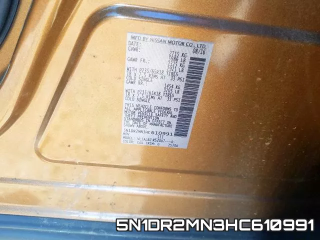 5N1DR2MN3HC610991 фото 2