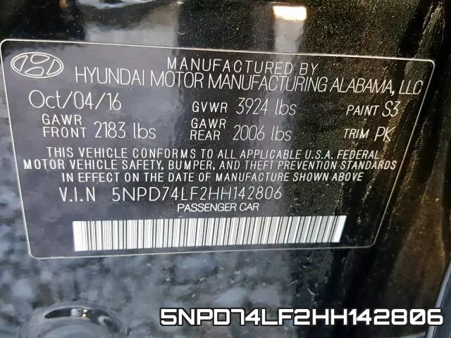 5NPD74LF2HH142806 фото 2