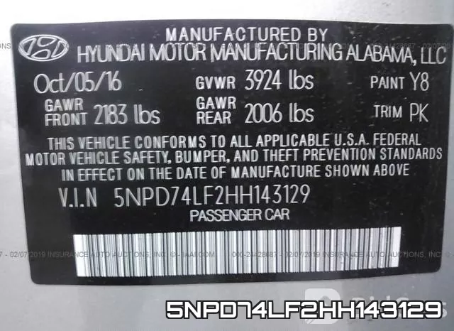 5NPD74LF2HH143129 фото 10