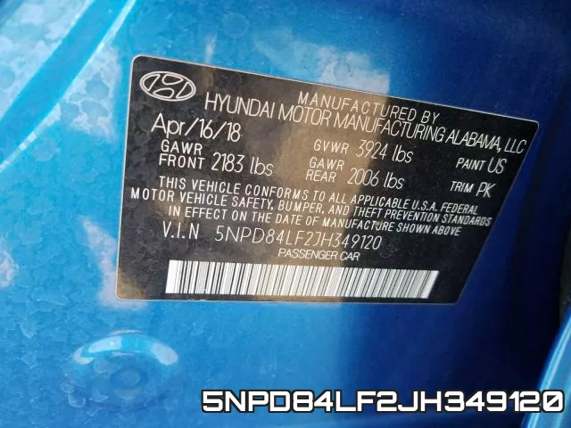 5NPD84LF2JH349120 фото 2