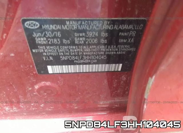 5NPD84LF3HH104045 фото 10
