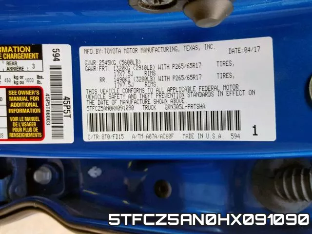 5TFCZ5AN0HX091090 фото 2