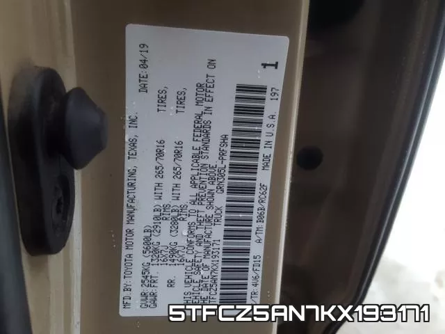 5TFCZ5AN7KX193171 фото 2