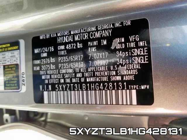 5XYZT3LB1HG428131 фото 2