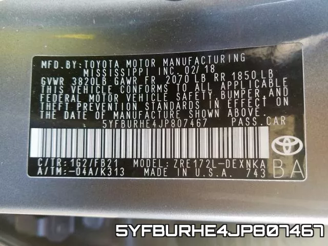 5YFBURHE4JP807467 фото 2