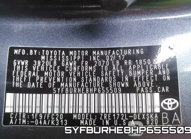 5YFBURHE8HP655509 фото 10