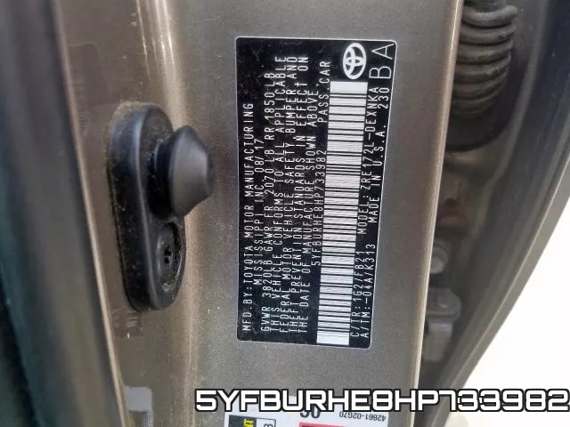 5YFBURHE8HP733982 фото 2