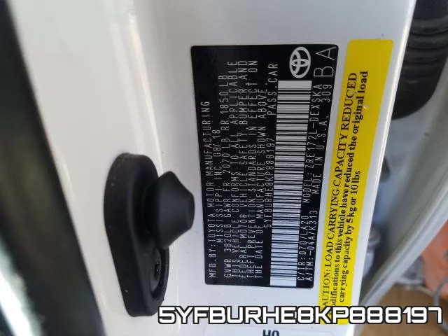 5YFBURHE8KP888197 фото 2