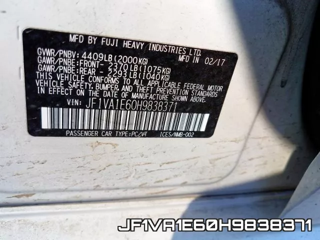 JF1VA1E60H9838371 фото 2