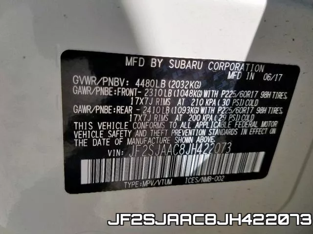 JF2SJAAC8JH422073 фото 2