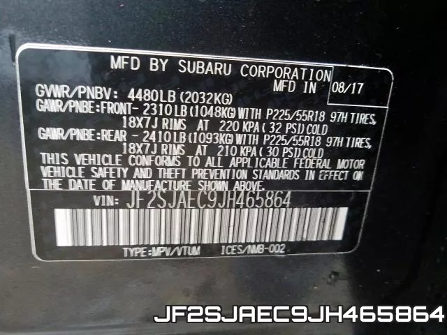 JF2SJAEC9JH465864 фото 2