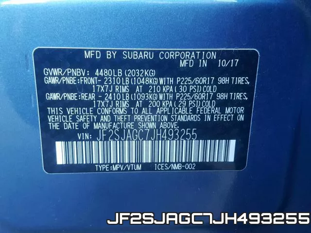 JF2SJAGC7JH493255 фото 2