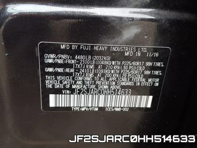 JF2SJARC0HH514633 фото 2