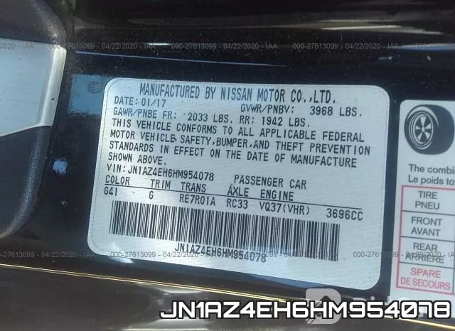 JN1AZ4EH6HM954078 фото 10