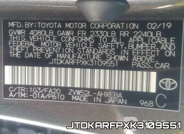JTDKARFPXK3109551 фото 10
