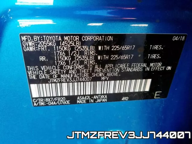 JTMZFREV3JJ744007 фото 2
