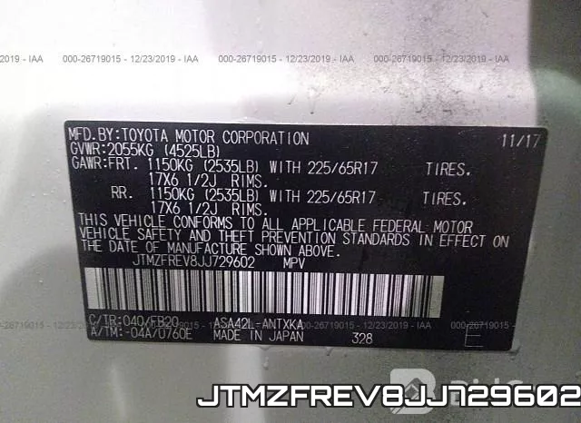 JTMZFREV8JJ729602 фото 10