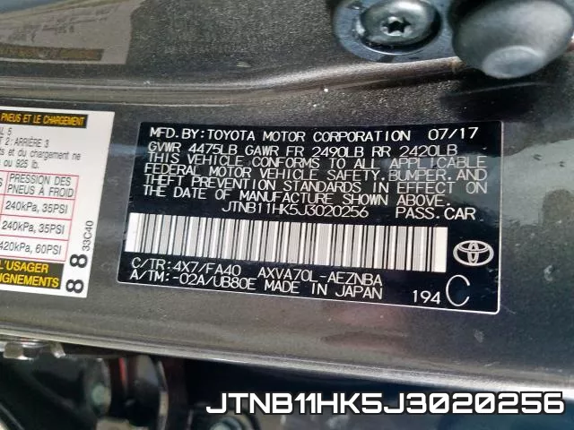 JTNB11HK5J3020256 фото 2