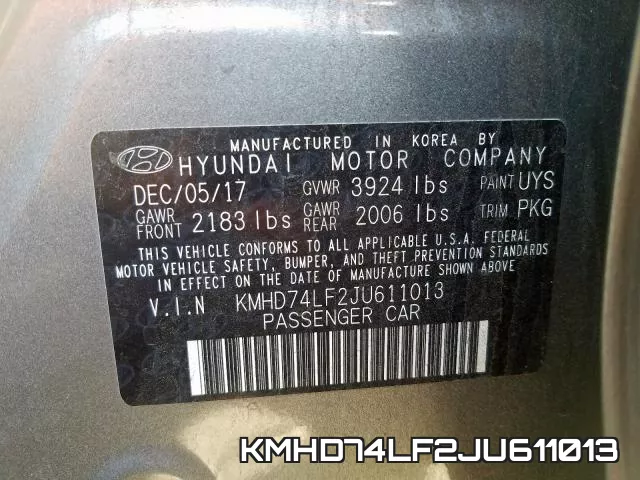 KMHD74LF2JU611013 фото 2