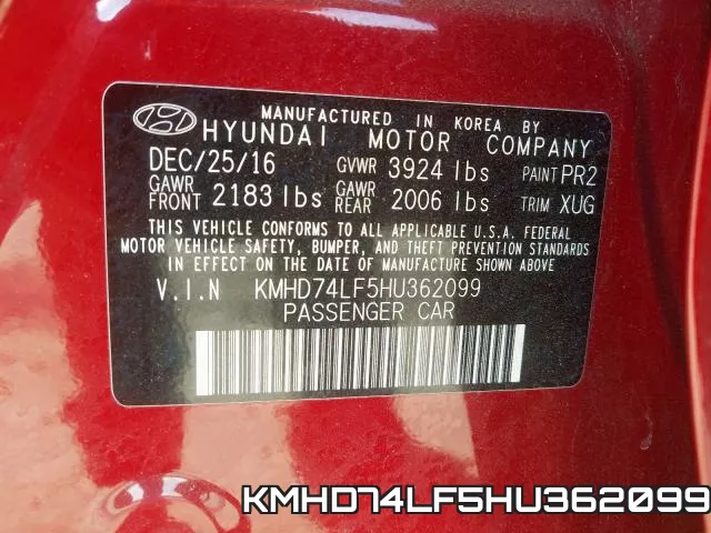 KMHD74LF5HU362099 фото 2