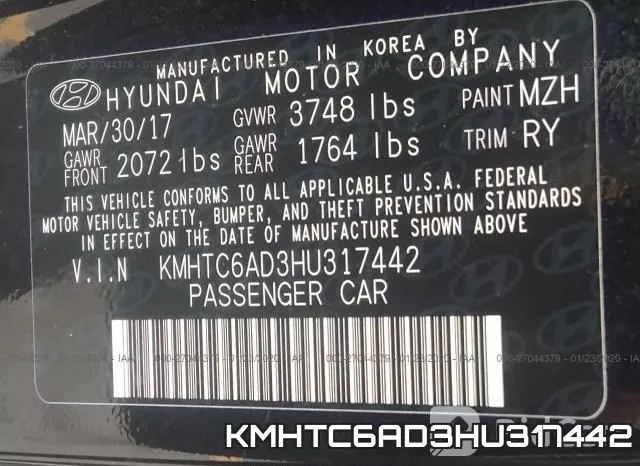 KMHTC6AD3HU317442 фото 10