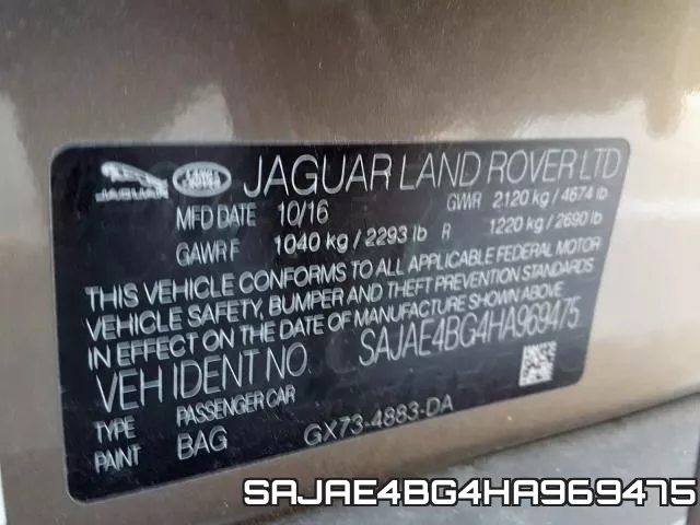 SAJAE4BG4HA969475 фото 2