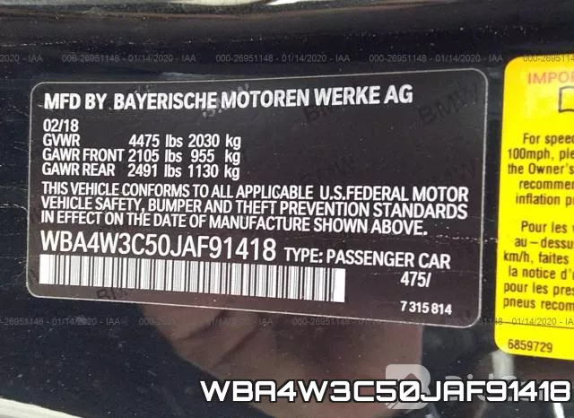 WBA4W3C50JAF91418 фото 10
