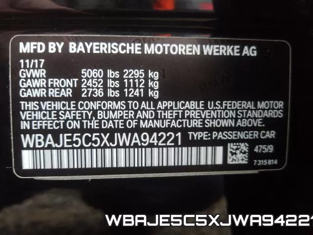 WBAJE5C5XJWA94221 фото 2