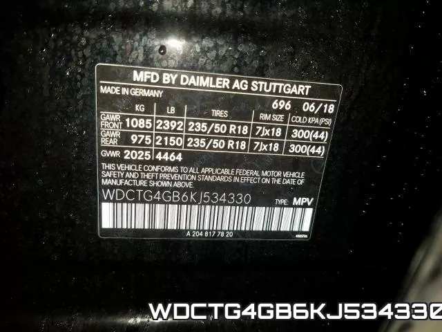 WDCTG4GB6KJ534330 фото 2