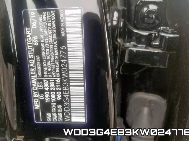 WDD3G4EB3KW024776 фото 2