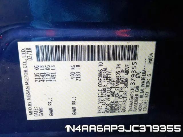 1N4AA6AP3JC379355 фото 2