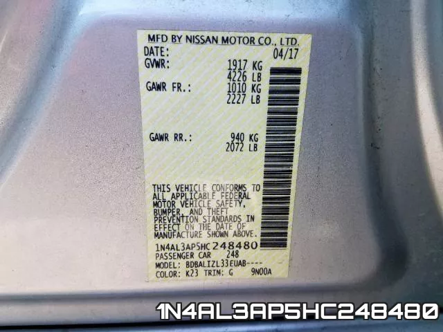 1N4AL3AP5HC248480 фото 2