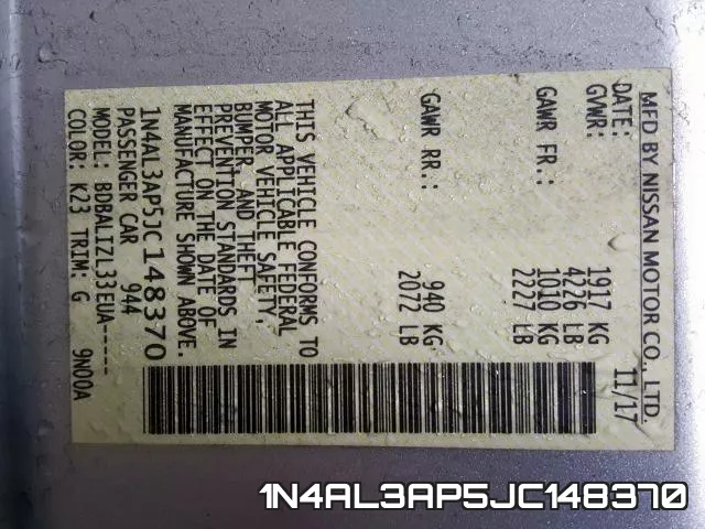 1N4AL3AP5JC148370 фото 2