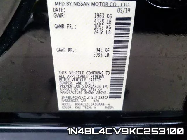 1N4BL4CV9KC253100 фото 2