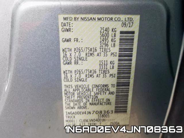 1N6AD0EV4JN708363 фото 2