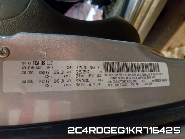 2C4RDGEG1KR716425 фото 2