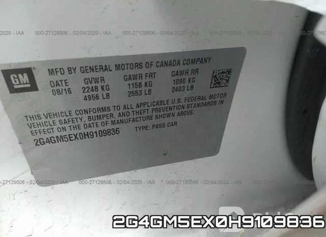 2G4GM5EX0H9109836 фото 10