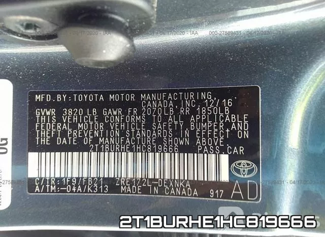 2T1BURHE1HC819666 фото 10