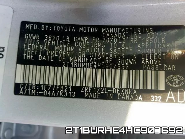 2T1BURHE4HC907692 фото 2