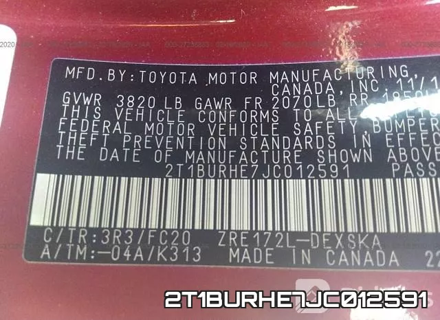 2T1BURHE7JC012591 фото 10