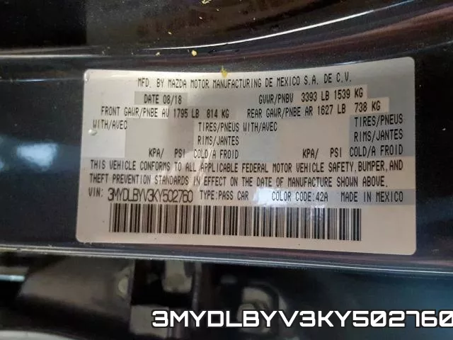 3MYDLBYV3KY502760 фото 2