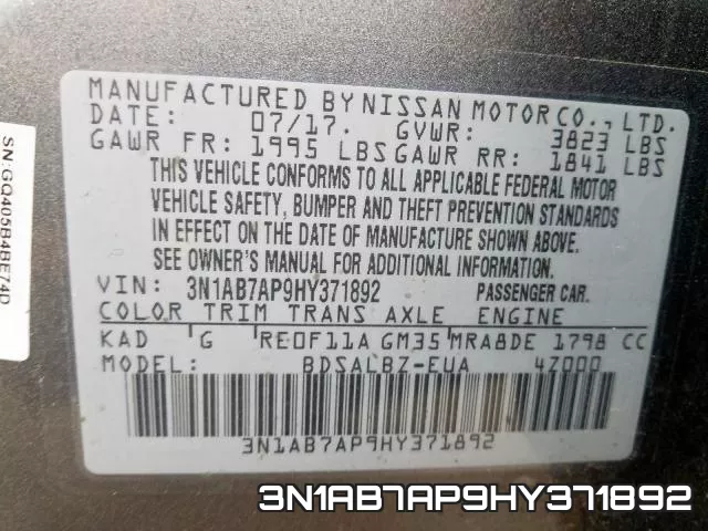 3N1AB7AP9HY371892 фото 2