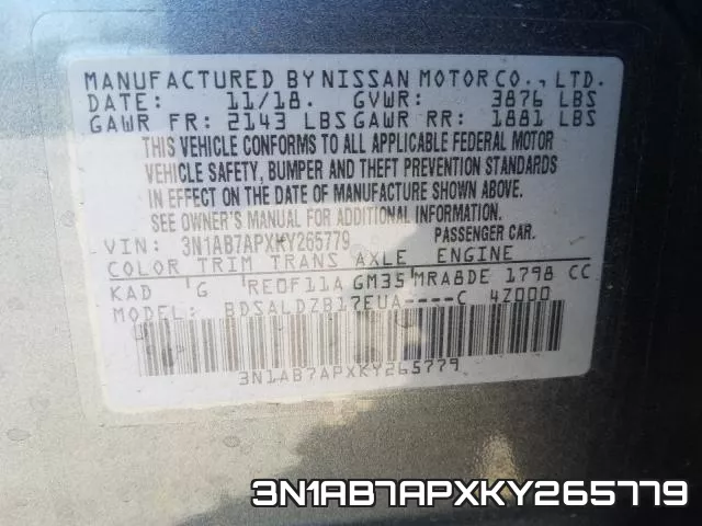 3N1AB7APXKY265779 фото 2