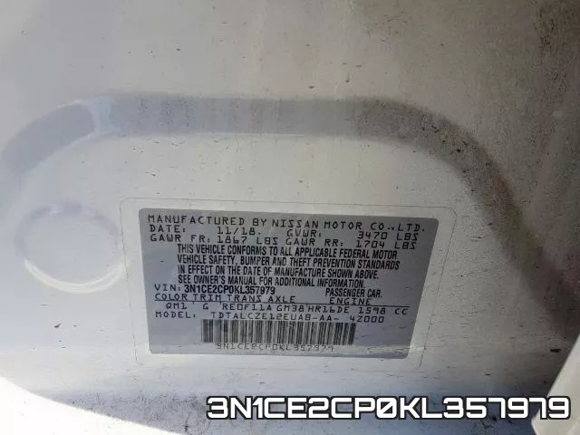 3N1CE2CP0KL357979 фото 2