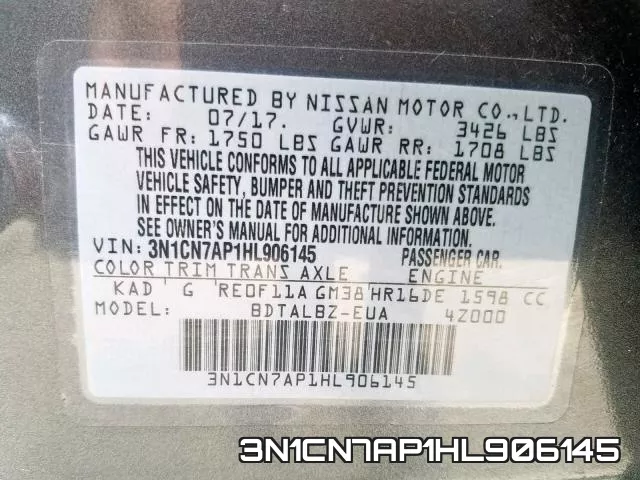 3N1CN7AP1HL906145 фото 2