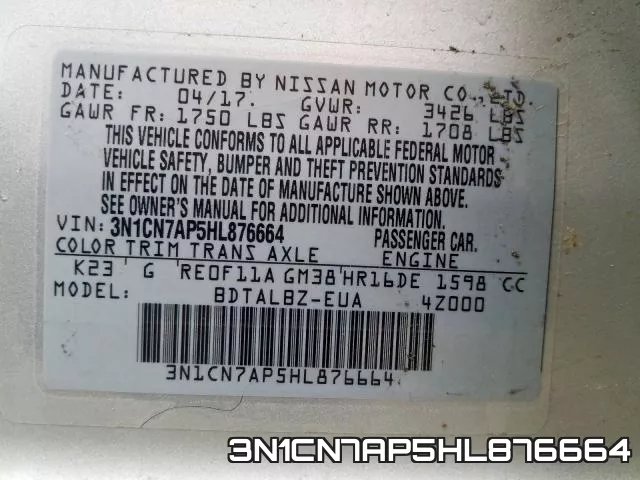 3N1CN7AP5HL876664 фото 2