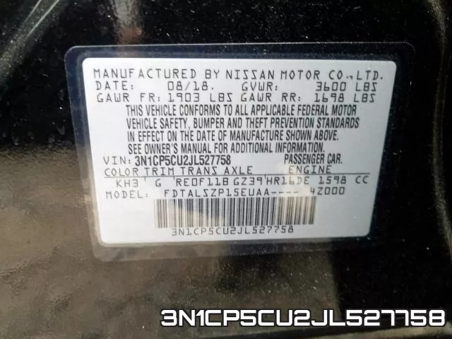 3N1CP5CU2JL527758 фото 2