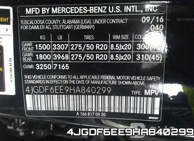 4JGDF6EE9HA840299 фото 10